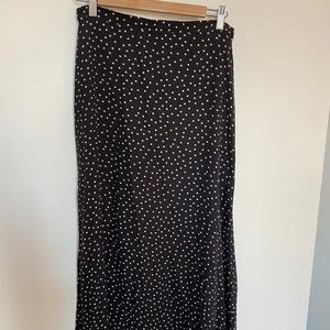 Reformation Black and White Polka Dot Midi Skirt